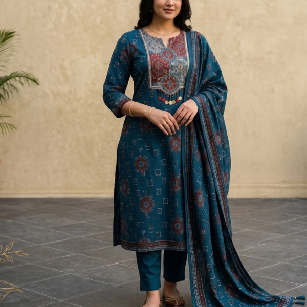 Pure Cotton Katha Work Kurti